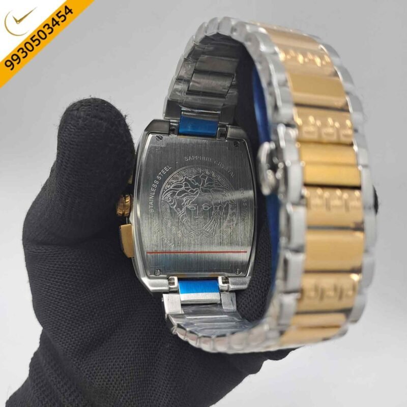 Versace Dominus Chronograph Dual Tone Blue Dial Swiss Watch - Image 4