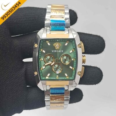 Versace Dominus Chronograph Dual Tone Green Dial Swiss Watch
