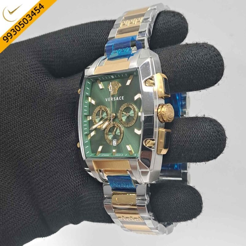 Versace Dominus Chronograph Dual Tone Green Dial Swiss Watch - Image 3