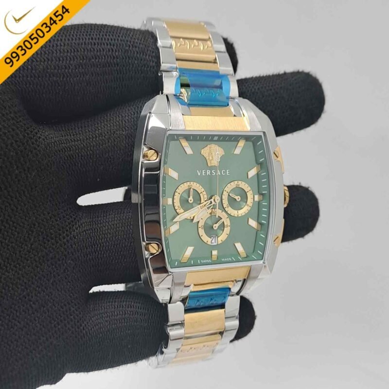 Versace Dominus Chronograph Dual Tone Green Dial Swiss Watch - Image 2