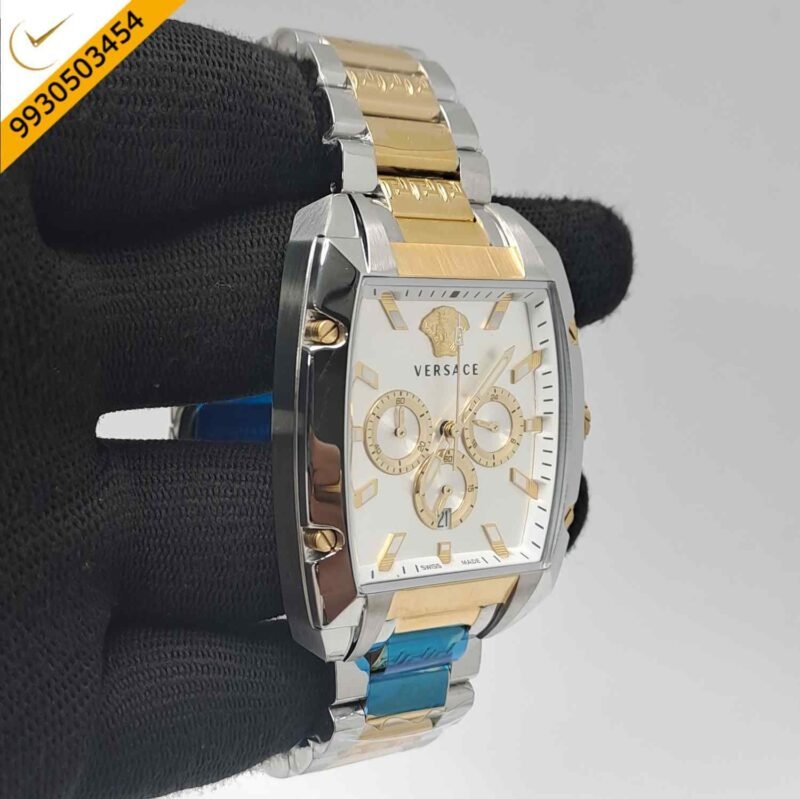 Versace Dominus Chronograph Dual Tone Silver Dial Swiss Watch - Image 2