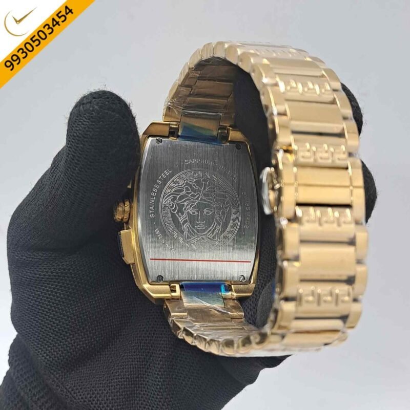Versace Dominus Chronograph Full Gold Black Dial Swiss Watch - Image 4