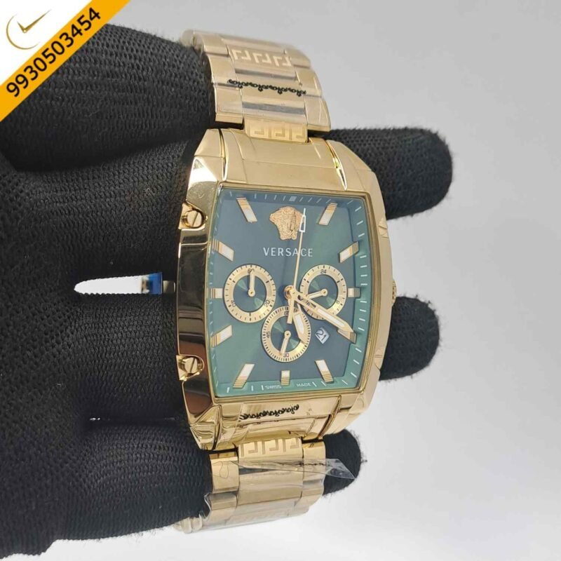 Versace Dominus Chronograph Full Gold Green Dial Swiss Watch - Image 2