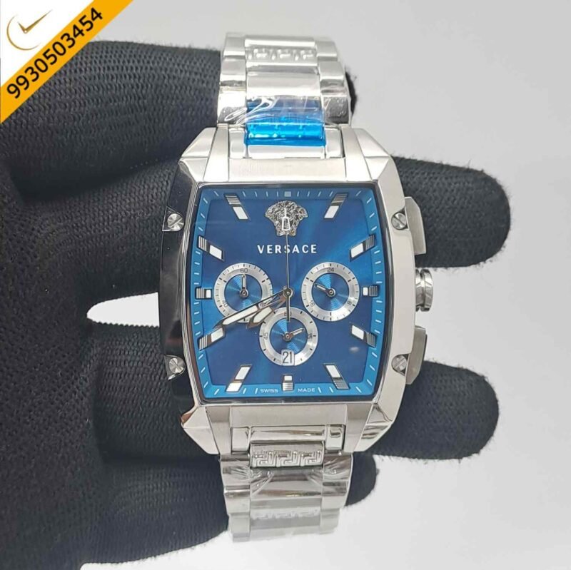 Versace Dominus Chronograph Steel Blue Dial Swiss Watch