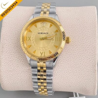 Versace Hellenyium Lady Dual Tone Gold Dial Swiss Watch