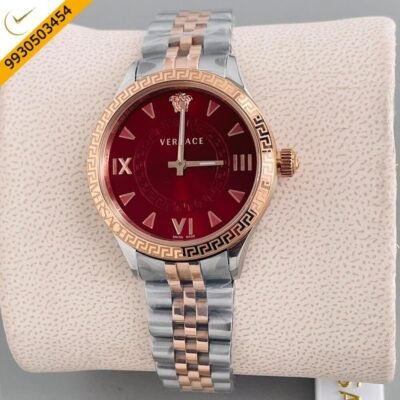 Versace Hellenyium Lady Dual Tone Red Dial Swiss Watch