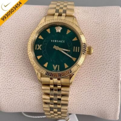 Versace Hellenyium Lady Gold Green Dial Swiss Watch
