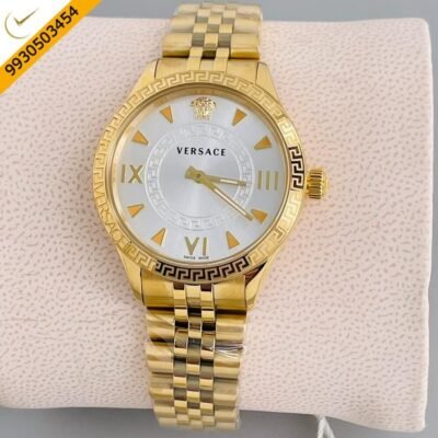 Versace Hellenyium Lady Gold White Dial Swiss Watch