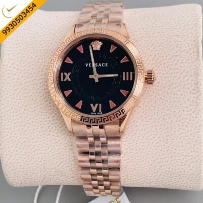 Versace Hellenyium Lady Rose Gold Black Dial Swiss Watch