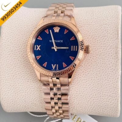 Versace Hellenyium Lady Rose Gold Blue Dial Swiss Watch