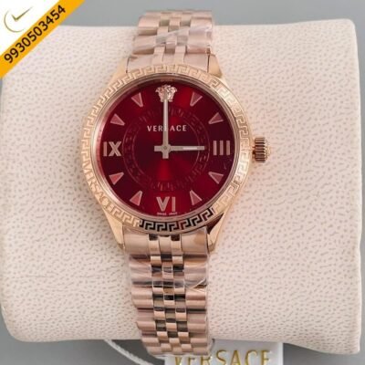 Versace Hellenyium Lady Rose Gold Red Dial Swiss Watch