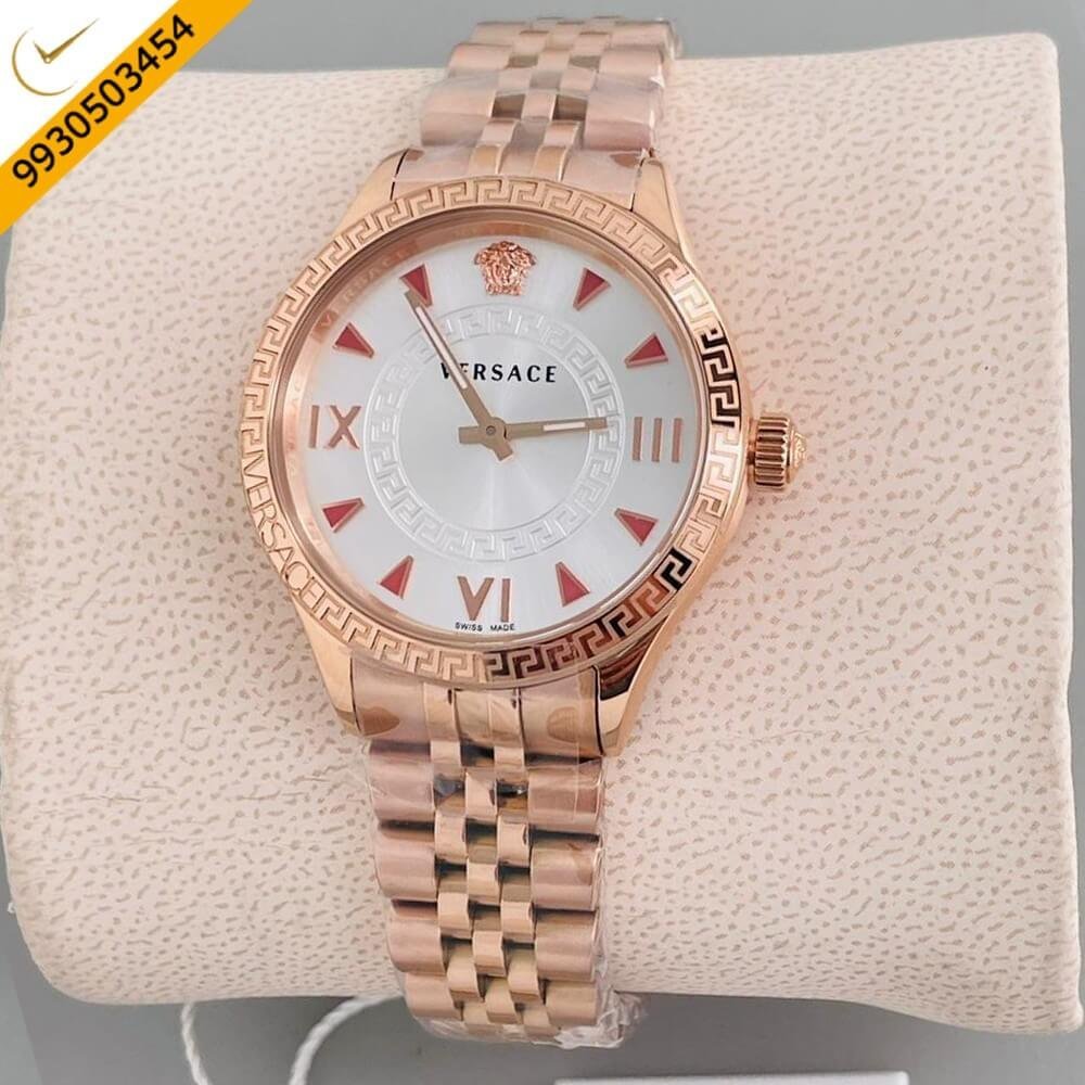 Versace Hellenyium Lady Rose Gold White Dial Swiss Watch