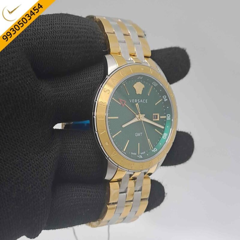 Versace Univers GMT Dual Tone Green Dial Store Quality Swiss Watch - Image 3