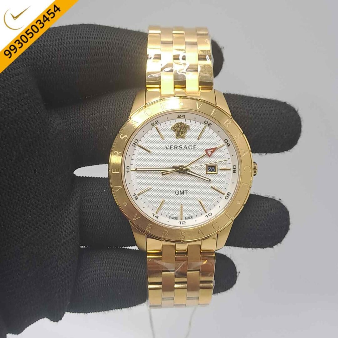 Versace Univers GMT Golden White Dial Store Quality Swiss Watch