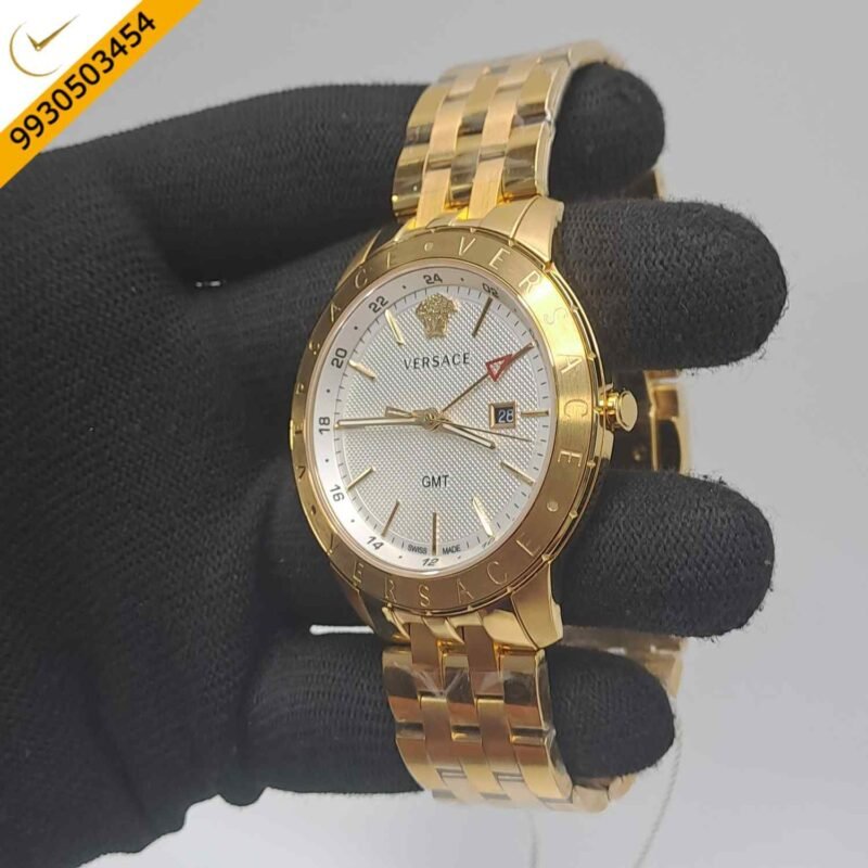 Versace Univers GMT Golden White Dial Store Quality Swiss Watch - Image 2