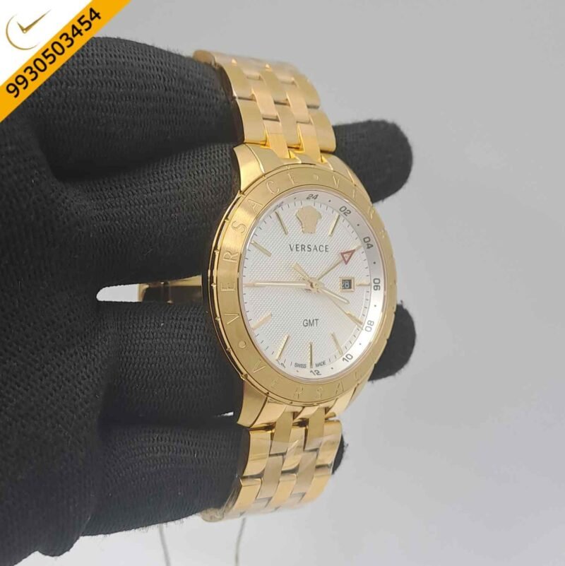 Versace Univers GMT Golden White Dial Store Quality Swiss Watch - Image 3
