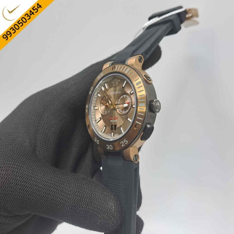 Versace V-Extreme Chronograph Bronze Dial Black Rubber Strap Store Quality Swiss Watch - Image 2