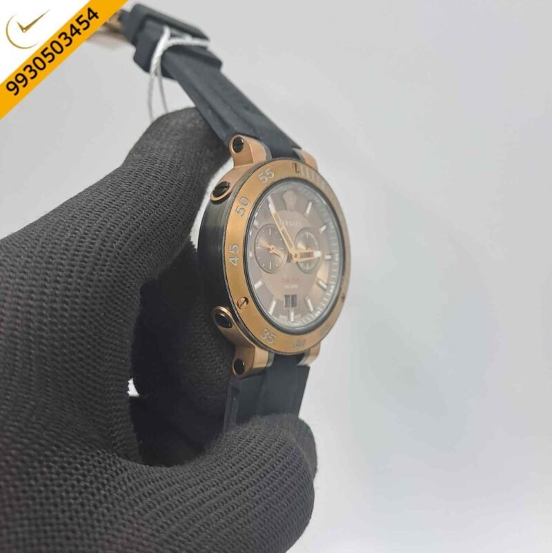 Versace V-Extreme Chronograph Bronze Dial Black Rubber Strap Store Quality Swiss Watch - Image 3