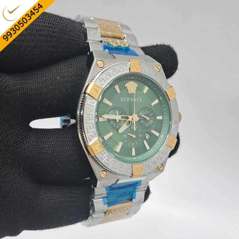 Versace V-Sporty Greca Chronograph Dual Tone Green Dial Swiss Watch - Image 2