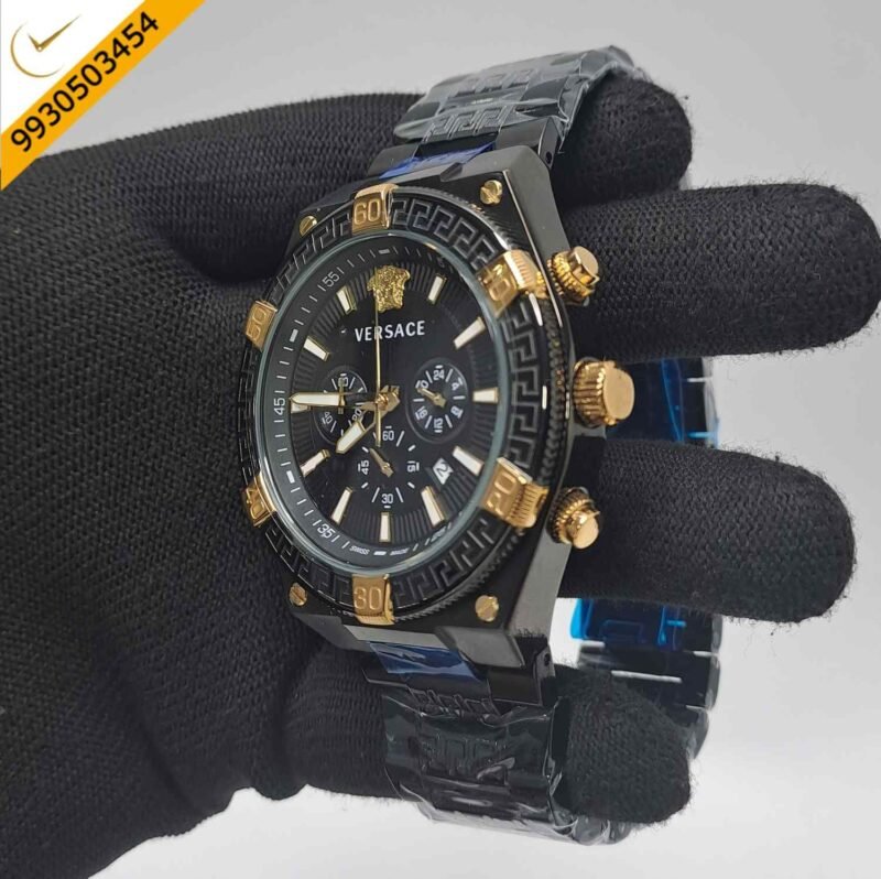 Versace V-Sporty Greca Chronograph Full Black Edition Swiss Watch - Image 3