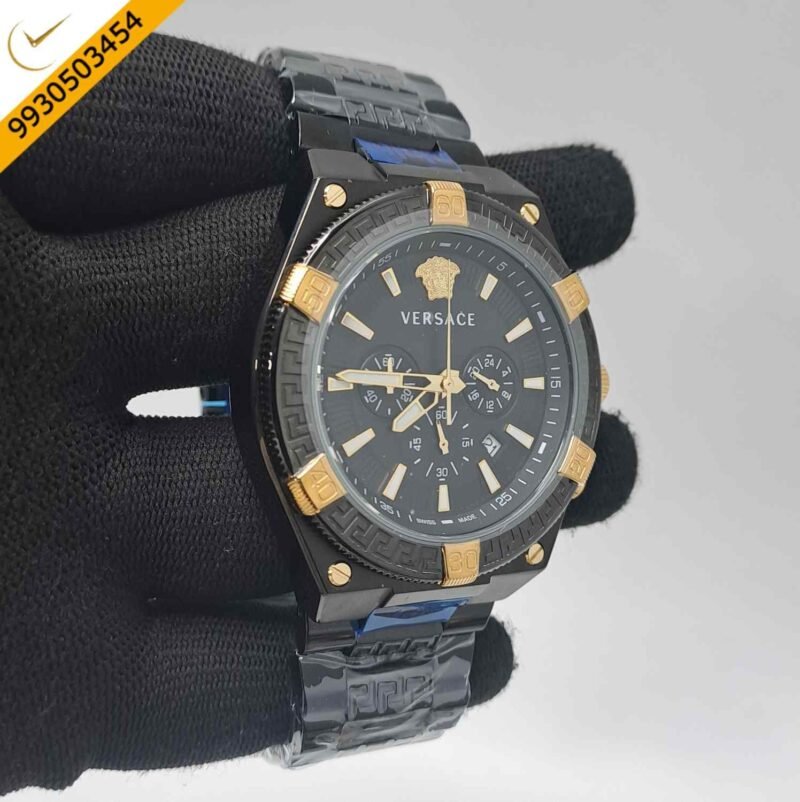 Versace V-Sporty Greca Chronograph Full Black Edition Swiss Watch - Image 2