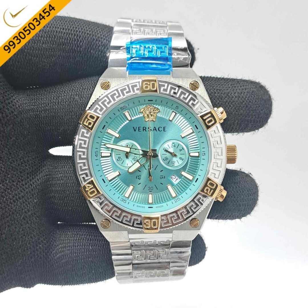 Versace V-Sporty Greca Chronograph Steel Blue Dial Swiss Watch