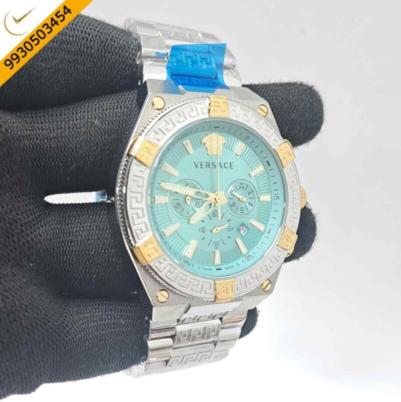 Versace V-Sporty Greca Chronograph Steel Blue Dial Swiss Watch - Image 2