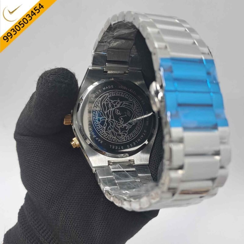 Versace V-Sporty Greca Chronograph Steel Blue Dial Swiss Watch - Image 4