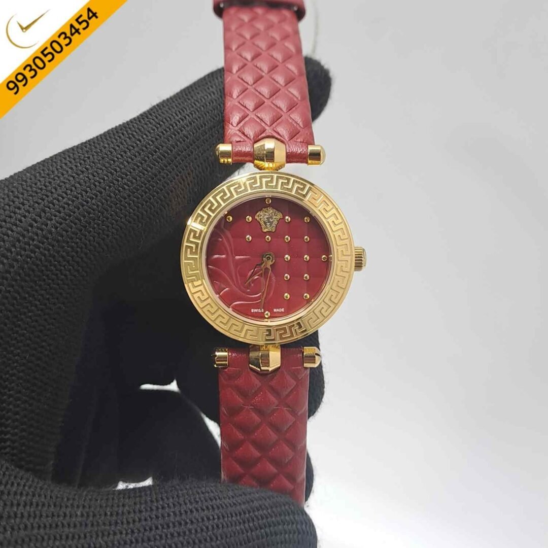 Versace vanitas Micro Red Dial Red Leather Strap Swiss Watch