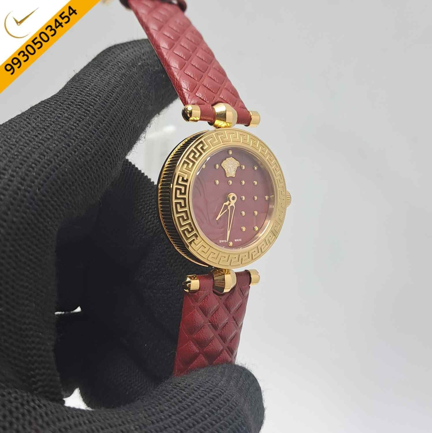 Versace vanitas Micro Red Dial Red Leather Strap Swiss Watch - Image 2