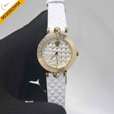 Versace vanitas Micro White Dial White Leather Strap Swiss Watch