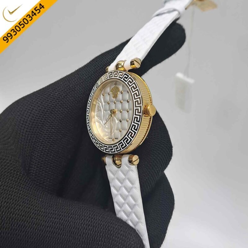 Versace vanitas Micro White Dial White Leather Strap Swiss Watch - Image 3