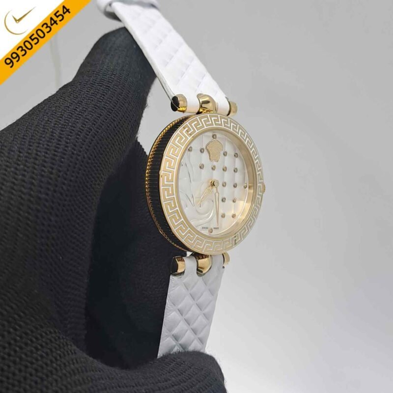 Versace vanitas Micro White Dial White Leather Strap Swiss Watch - Image 2