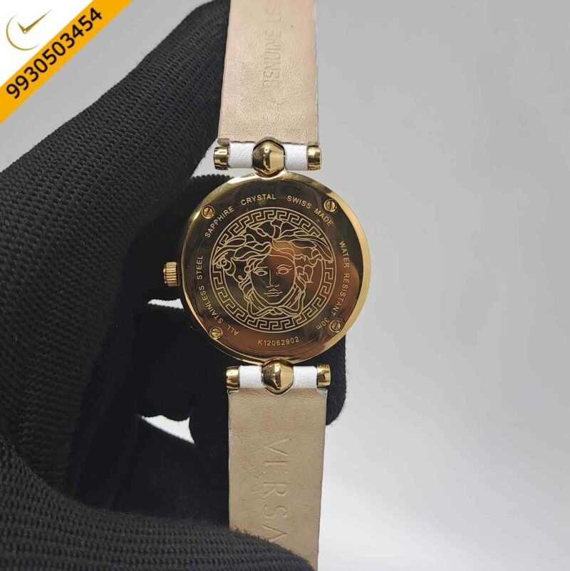 Versace vanitas Micro White Dial White Leather Strap Swiss Watch - Image 4