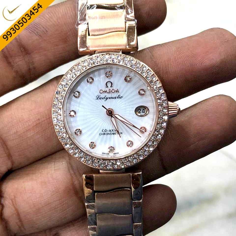 Omega De Ville Ladymatic Rose Gold White Diamond Automatic Watch