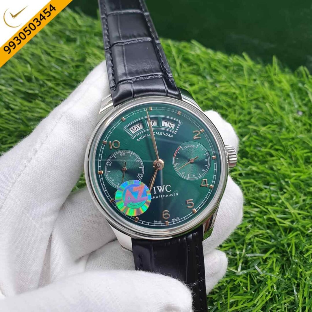 IWC Portugieser Annual Calendar Steel Green Dial Swiss ETA 7750 Valjoux Automatic Movement Watch