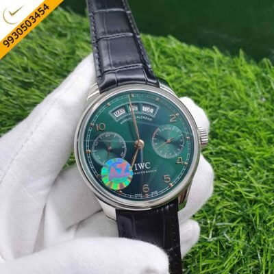 IWC Portugieser Annual Calendar Steel Green Dial Swiss ETA 7750 Valjoux Automatic Movement Watch