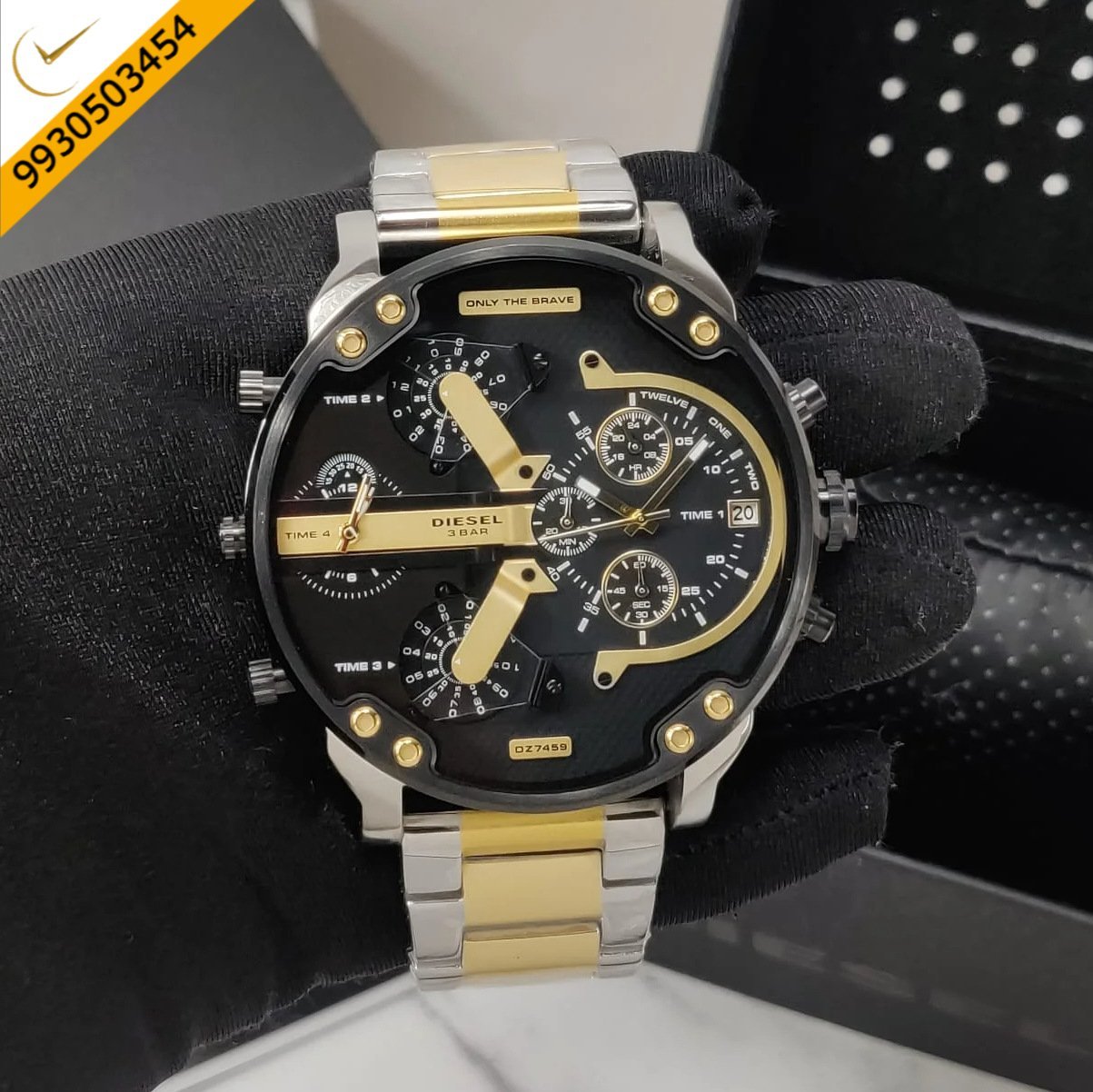 Diesel Big Daddy 2.0 Dz-7459 Black Dial Dual Tone Strap Swiss Watch