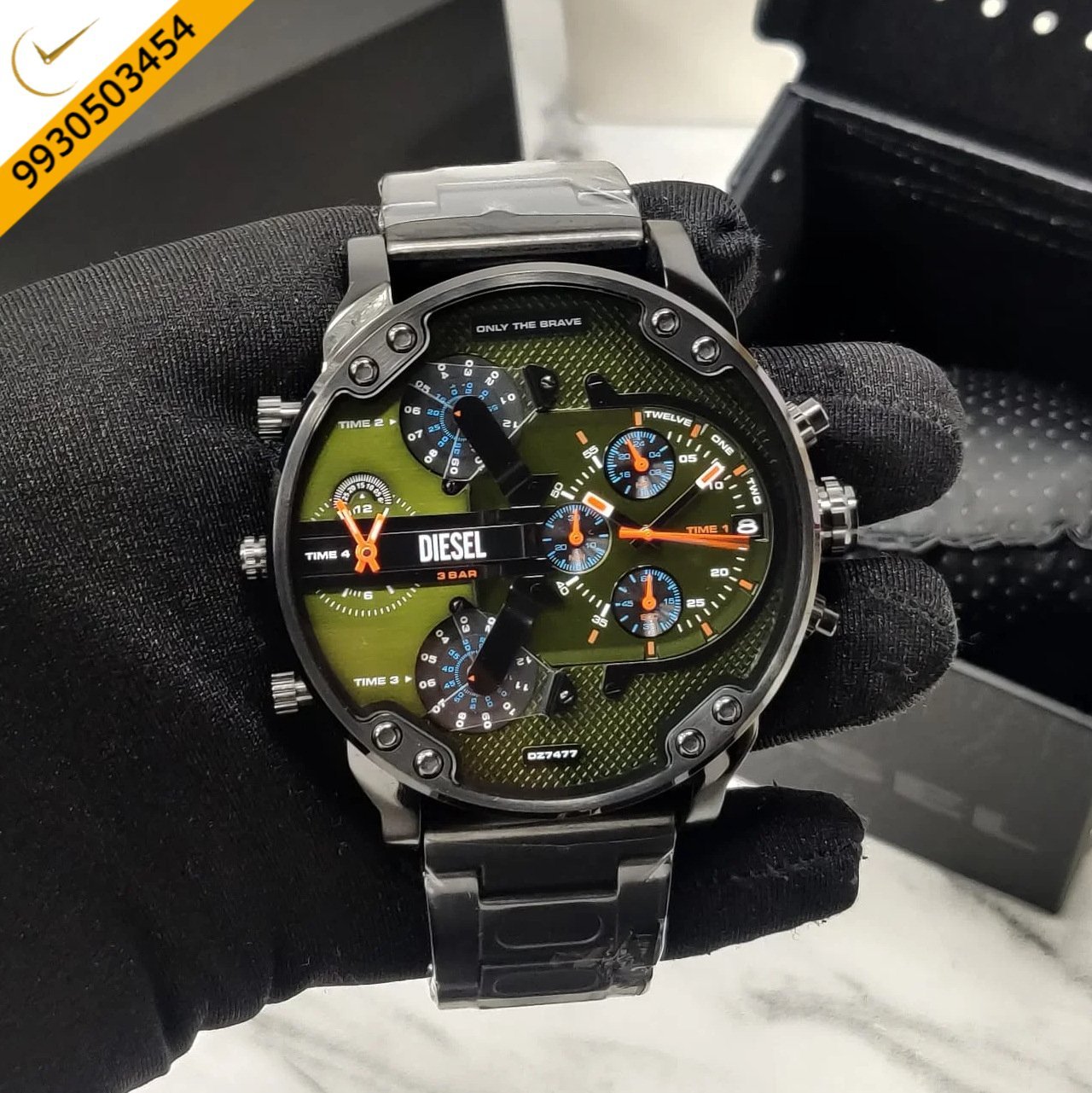 Diesel Big Daddy 2.0 Dz-7477 Green Dial Stainless Steel Strap Swiss Watch