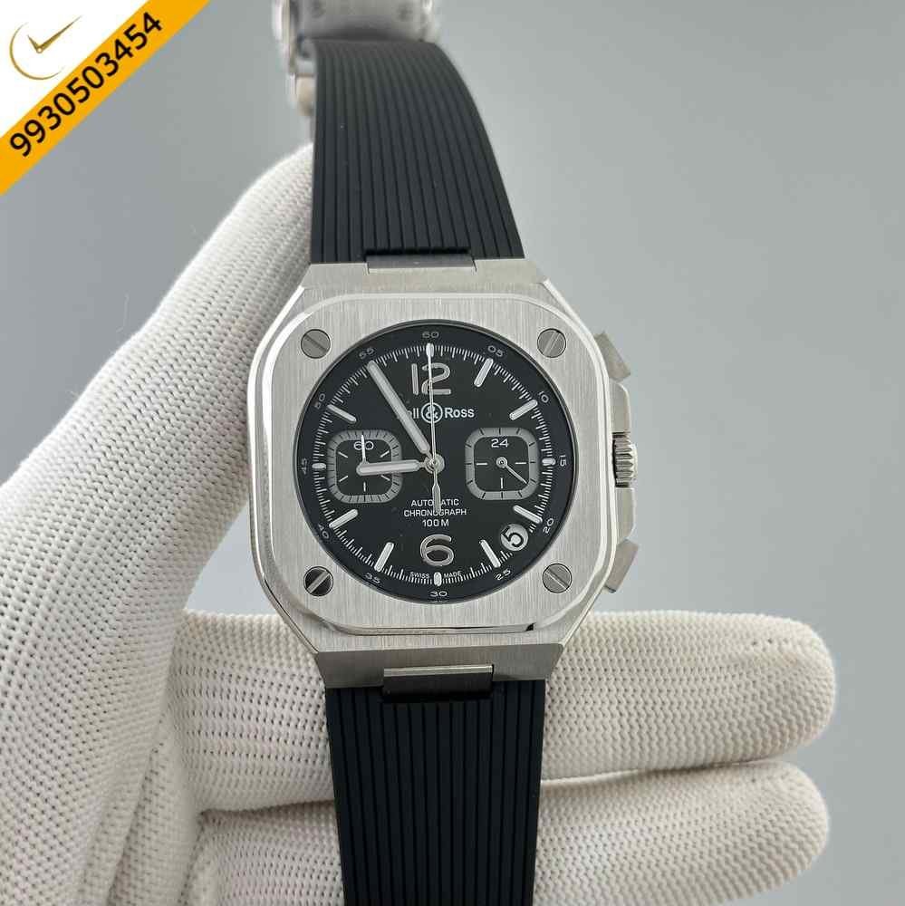 Bell & Ross Urban Chronograph Black Dial Silicone Strap Swiss Watch