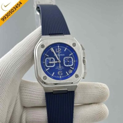 Bell & Ross Urban Chronograph Blue Dial Silicone Strap Swiss Watch