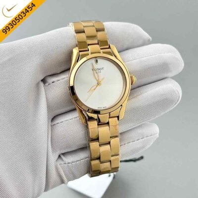 Tissot T-Lady T-Wave Full Gold White Dial Swiss Watch