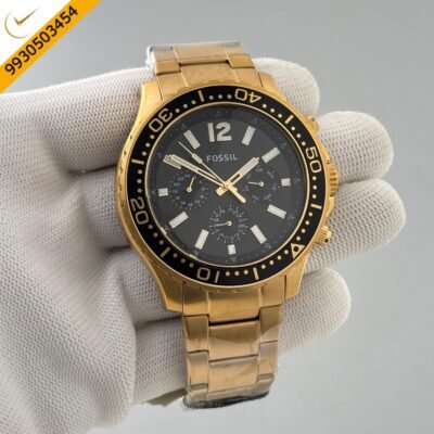 Fossil Bannon Full Gold Black Dial Swiss Watch