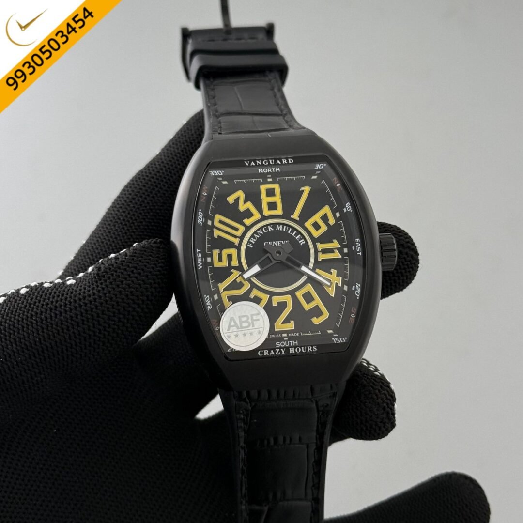 Franck Muller Crazy Hours Full Black Leather Swiss Automatic Watch