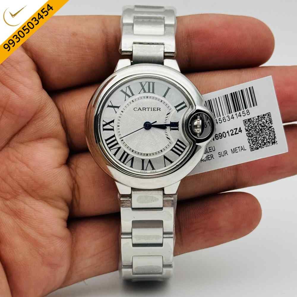 Cartier Ballon Bleu De White Dial Silver Case Swiss Watch