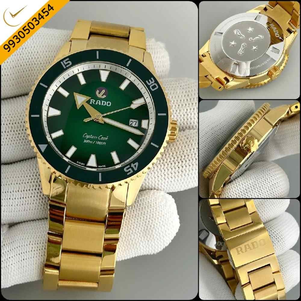 Rado Captain Cook HR Special Edition Full Gold & Green Dial Swiss Automatic Watch - Image 2
