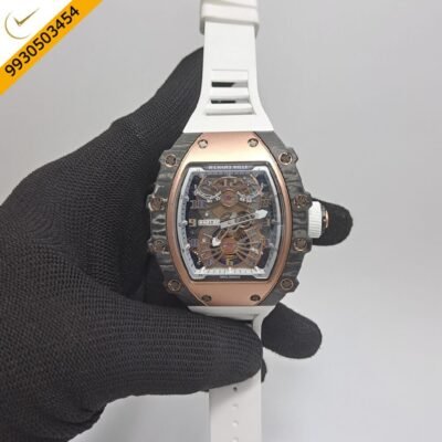 Richard Mille RM21-02 Tourbillion Aerodyne Skeleton Dial White Rubber Strap Swiss Automatic Watch