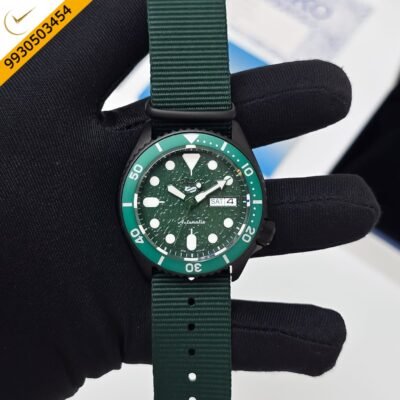 Seiko 5 Sports NATO Green Dial White Marking Bezel Swiss Automatic Watch