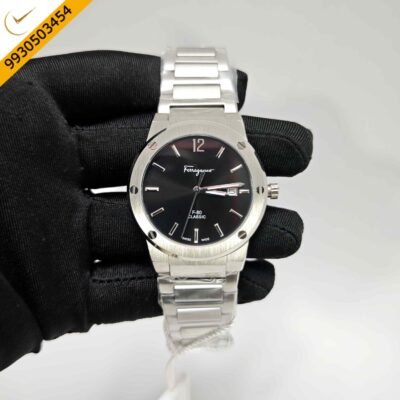 Ferragamo F-80 Classic Steel Black Dial Stainless Steel Strap Swiss Watch