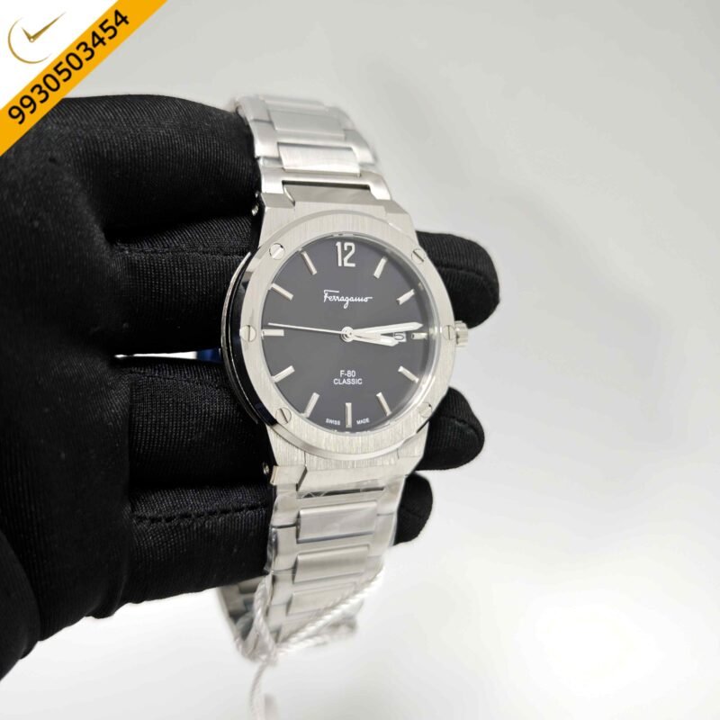 Ferragamo F-80 Classic Steel Black Dial Stainless Steel Strap Swiss Watch - Image 3